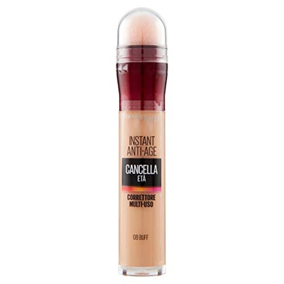 Maybelline New York - Corrector líquido, con bayas de Goji y Haloxyl, cubre ojeras y pequeñas arrugas, 08 Buff, 6,8 ml
