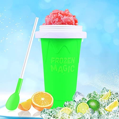 NUACOS Magic Slushy Maker Squeeze Cup Slushy Maker, Squeeze Cup Slushy Maker, Portable Quick Frozen Slush Cup con 2 en 1 Pajita y Cuchara