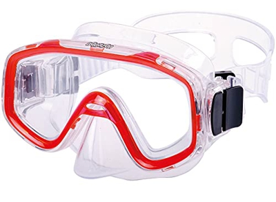 aquazon Gafas de buceo para niños de 3 a 7 años, muy resistentes, ajuste perfecto, color: rojo transparente