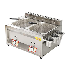 Tightstore Freidora de gas comercial, olla con cesta y tapa, freidora de acero inoxidable, freidora profunda de gran capacidad, para patatas fritas do en oferta