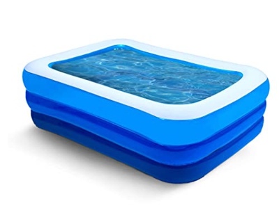 KEPLIN Piscina inflable rectangular estable para interiores y exteriores, para niños y adultos, azul y blanco (10 pies)