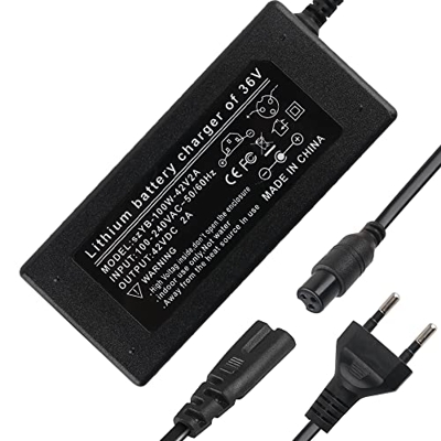 Jooheli Cargador de Batería Patinete, Cargador Patinete Xiaomi M365 Compatible 36V Brigmtom, Cargador de Batería Scooter Eléctrico 42V 2A para bicicle