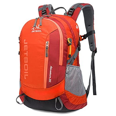 BANGDILS Mochila Hiking de 35 L, impermeable y ligera, mochila deportiva, mochila de excursión, ideal para excursiones, viajes, acampada (Naranja)