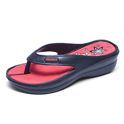 Jomix Chanclas de mujer de goma con cuña alta para casa, playa, piscina antideslizante Negro Size: 37 EU