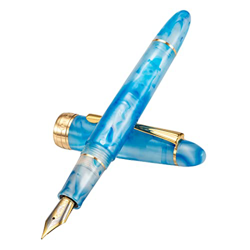 Kaigelu 356 - Pluma estilográfica acrílica azul cielo, punta media de iridiumm, pluma de caligrafía de escritura suave, bonita pluma de escritura para características