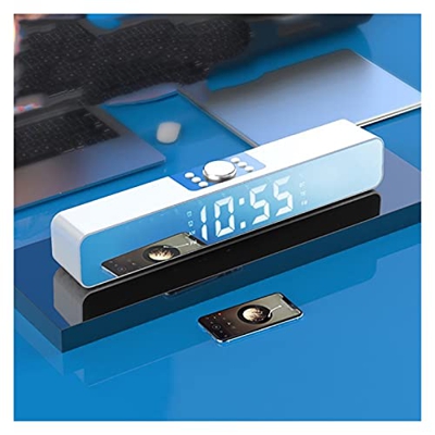 Manhj Altavoces portátiles DIRIGIÓ Barra de Sonido TELEVISOR Bluetooth Speaker Home Theatre Sound Bar FM Radio Despertador Reloj inalámbrico subwoofer