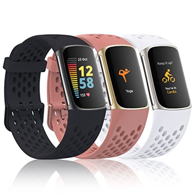 Wizvv Correa Compatible con Fitbit Charge 5 Tracker, Correas de Reloj Deportivo de Silicona Suave y Transpirable de Repuesto para Charge 5 para Mujere