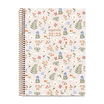 MIQUELRIUS - Agenda julio 2022 diciembre 2023 - Semana Vista - Tamaño Plus 15,5 x 21,3 cm - Trilingüe: español, inglés, portugués - 18 MESES - Flores