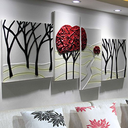 FMOPQ Pintura en Relieve Tridimensional Pintada a Mano, 4 Piezas, Sala de Estar, Pared de Fondo Minimalista, Pinturas Decorativas sin Marco, b en oferta
