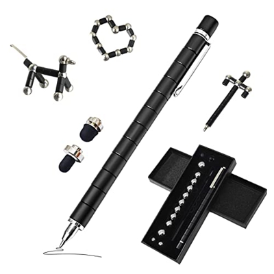 Halcyerdu Bolígrafo Magnético, Negro BolíGrafo MagnéTico de Descompresión Bolígrafo Magnético para Regalo Creativo, Bolígrafo con Lápiz Táctil, Regalo
