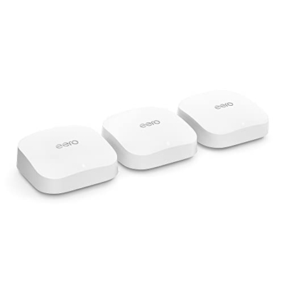 Te presentamos el sistema de Wi-Fi 6E Amazon eero Pro 6E de malla tribanda, con controlador de Hogar digital inteligente Zigbee integrado (pack de 3)