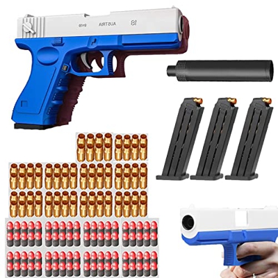 ZHEDALANG Shell Ejection Soft Bullet Toygun,Pistola de Juguete de Bala Suave con Cargador de Expulsión y Silenciador, Niños,Divertido Juego Al Aire Li