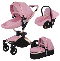 Sillas de paseo Cochecito de bebé 3 en 1 Triciclo Baby Walker Cochecito de alto paisaje Cochecitos plegables Carrito de bebé para bebé 0-36 meses (col características