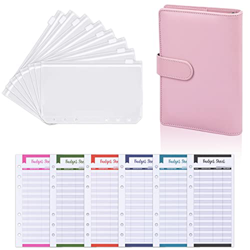 Archivador de Dinero Carpeta de Cuaderno A6 Organizador de Dinero de Cuero de PU Agenda de Ahorro con Sobres Plastico Transparentes con Cierre Carpeta en oferta