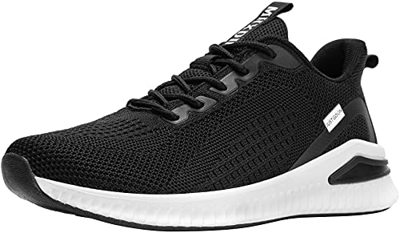 MHXDU Zapatillas Deportivas para Mujer Transpirables Ligeras Zapatos para Correr Caminar Trabajar (Blanco Negro M003,39 EU)