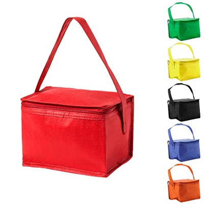 TIENDA EURASIA® Nevera Portatil para 6 Latas, con Asa de Transporte, Interior Isotermo, Interior en Aluminio, Tejido Non-Woven (Rojo)