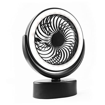 IzzDynno Tent Fan Light 3000mAh Battery Operated Camping Fan with LED Lantern Hanging Hook Black