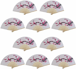 ZYWUOY 10 ventiladores de mano plegables florales, ventiladores de flor de cerezo, ventilador de mano para regalo de fiesta de boda en oferta