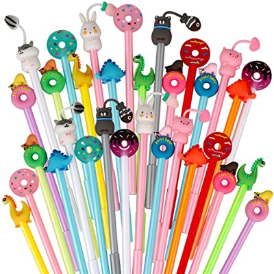 runxin 30 pcs Bolígrafos gel Divertidos,Bolígrafos Bonitos niños,Bolígrafos Lindos Kawaii Animales,Regalos Fiesta cumpleaños infantiles,lote regalos c