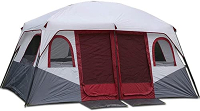 XiangWen Tienda de Tono de Viento y Sombra de cúpula de 8-12 Persona Carpa de Lona Familiar Grande con Carpa de Doble Capa Impermeable de 2 dormitorio