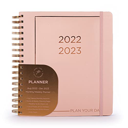 Tri-Coastal Design - Posh+Pop| Agenda 16 meses semanal | De agosto 2022 a diciembre de 2023 | Tapa encuadernada rosa salmón | Contiene pegatinas, divi características