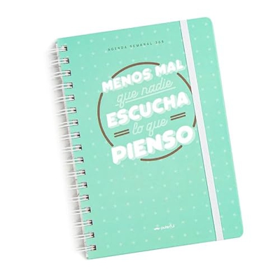 Puterful - Agenda atemporal anual sin fechas – Menos mal que nadie escucha lo que pienso – Planificador 365 días – Semana vista – Agenda con mensajes 