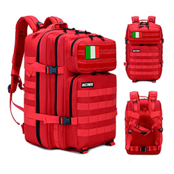 ELITEX Mochila 45L Táctica Militar Bandera Italia Impermeable Deportiva Aire Libre Bolsillos Gimnasio Portatil Oxford 900D (Rojo) características