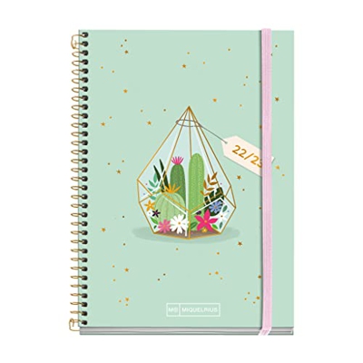 MIQUELRIUS - Agenda septiembre 2022 junio 2023 - Día Página - Tamaño Activa 11,7 x 17,4 cm - Bilingüe: español, inglés - Teen - Cactus