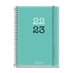 MIQUELRIUS - Agenda septiembre 2022 junio 2023 - Día Página - Tamaño Plus 15 x 21,3 cm - Bilingüe: español, inglés - College - Verde características