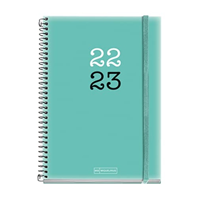 MIQUELRIUS - Agenda septiembre 2022 junio 2023 - Día Página - Tamaño Plus 15 x 21,3 cm - Bilingüe: español, inglés - College - Verde