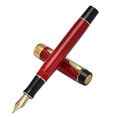Jinhao 100 centenario resina roja pluma estilográfica clip de flecha iridio fino 0.5mm con convertidor pluma de oficina para negocios