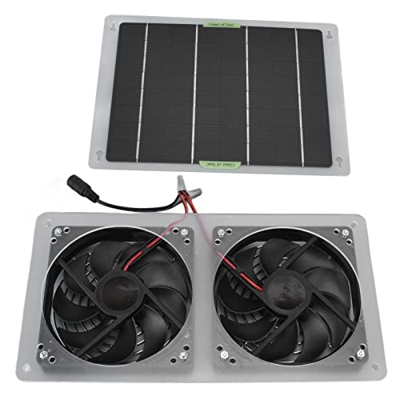 ASHATA Kit de Ventilador de Panel Solar 100W 12V Ventilador Solar Portátil Impermeable de Doble Ventilador para Exteriores para RV Greenhouse Pets