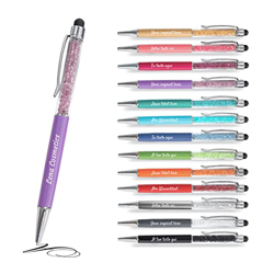 Bolígrafo metálico personalizable 2 en 1, Bolígrafo con tu texto personalizado con cristales integrados (12, Lila) precio
