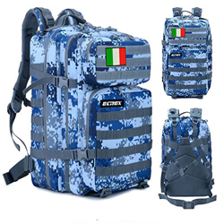 ELITEX Mochila 45L Táctica Militar Bandera Italia Impermeable Deportiva Aire Libre Bolsillos Gimnasio Portatil Oxford 900D (Azul Digital) precio