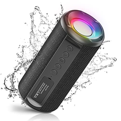 UOHHBOE Altavoz Bluetooth Potente, Altavoz Bluetooth Portatil con Luces LED, Sonido Stereo 360°y Graves Potentes, hasta 20h de reproducción, Apoyar Bl