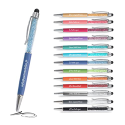 Bolígrafo metálico personalizable 2 en 1, Bolígrafo con tu texto personalizado con cristales integrados (12, Azul mezclilla) precio