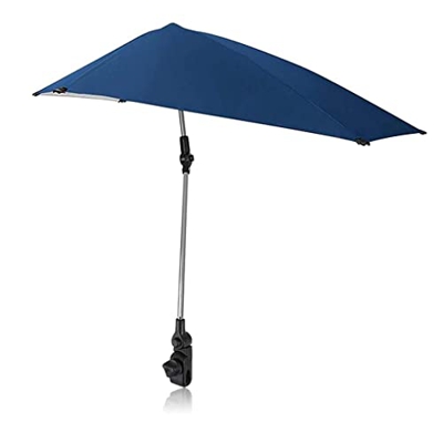 UIKEEYUIS Sombrilla de playa, sombrilla giratoria de múltiples ángulos para cochecito a prueba de sol, sombrillas para sillas de Patio con abrazadera 