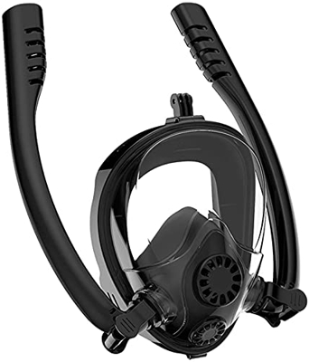máscara de Buceo Snorkel Cara Completa Anti empañamiento Buceo con Doble Tubo Respiración Libre 180 ° Visión panorámica Anti-vaho con cámara Mou