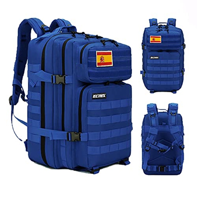 ELITEX Mochila 25L Tactica Militar Bandera España Impermeable para Deporte, Gimnasio, Aire Libre Oxford 900D (Azul Marino)