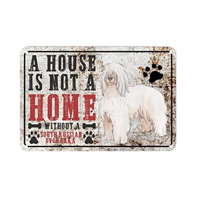 Señal de metal de aluminio para perros Ovcharka de Raza de perros del sur Signo de casa Una casa sin perro Shabby Chic vintage de metal para pared par