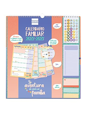 Finocam - Calendario de Pared 2022 2023 Familiar Aventura Plus 16 meses Mes Vista Septiembre 2022 - Diciembre 2023 (16 meses) Familiar Plus Español