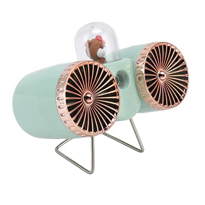 Ventilador de Escritorio Pequeño, Ventilador de Escritorio USB de Diseño de Doble Hoja para Dormitorio(Verde)