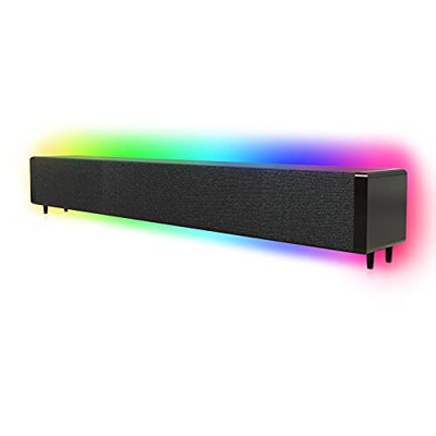 Lamptti Barra de Sonido, Altavoz de computadora con Cable/inalámbrico Bluetooth 5.0 Barra de Sonido Recargable con Modo de luz AUX y RGB, para TV, com