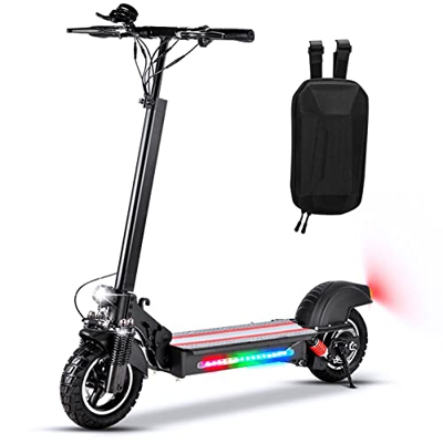 Patinete Eléctrico Adultos, Batería 48V/15Ah, Ruedas de 10" más Gruesos y Anchos, Doble Suspensión, Doble Frenos de Disco Scooter Electrico Plegable,
