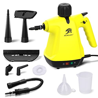 MLMLANT Limpiadora de vapor de mano, limpiadora de vapor de 350 ml para limpieza, juego de vaporizadores de mano 9 en 1 para limpiar el hogar, limpiad