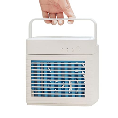 Mini Enfriador de Aire de Escritorio, Ventilador de Aire Acondicionado Portátil Humidificador Recargable USB, Aire Acondicionado Silencioso Móvil Vent