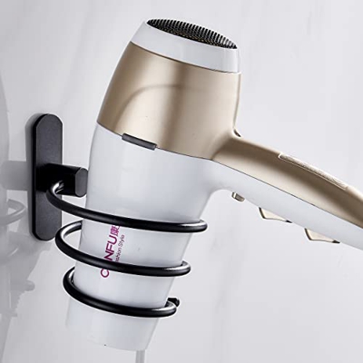 24HOCL Soporte para secador de pelo para baño, montaje en pared, sin agujeros, cromado, para herramientas de cuidado del cabello, para rizar, alisador