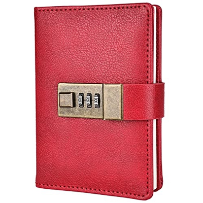 Mini diario de combinación de cuero brillante con cerradura, diario de viaje con bolsillo pequeño, diario de escritura para mujeres, hombres, niños, n