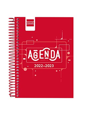 Finocam - Agenda 2022 2023 Cool 1 Día Página Septiembre 2022 - Junio 2023 (curso lectivo) + Julio y Agosto resumidos Rojo Español
