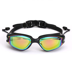 Jrechio Gafas de natación Profesionales de Gafas con Tapones for los oídos Clip de Nariz con electroplacas de Silicona Impermeable (Color: b) zhengqia en oferta